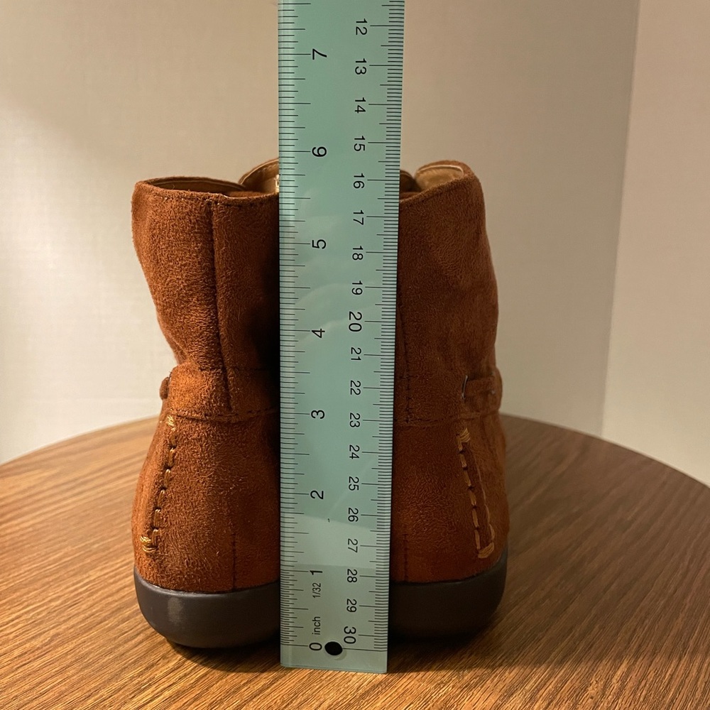 Comfortview Faux Suede Side Zip Bohemian Rust Ankle Bootie-10 - Picture 4 of 7